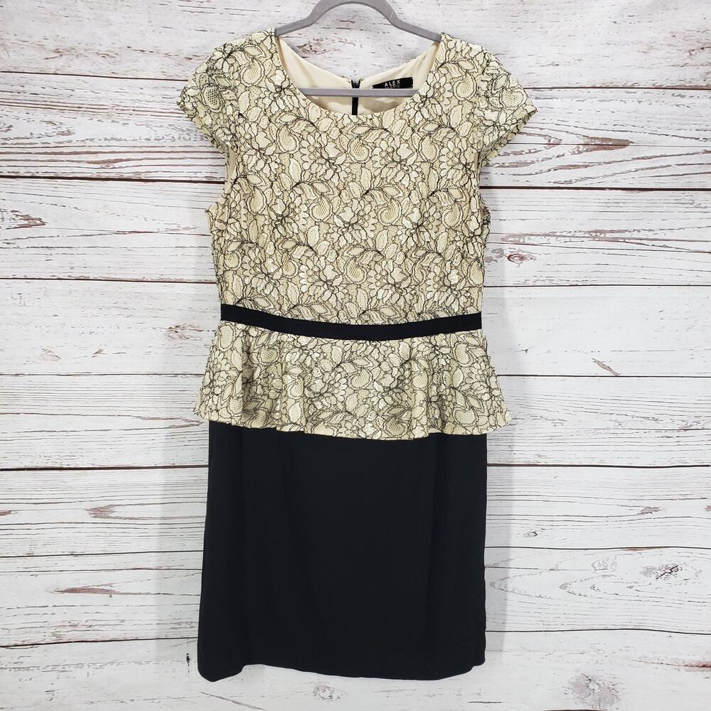 Alex Marie Women's Lace Peplum Cap Sleeve Dress Size 16